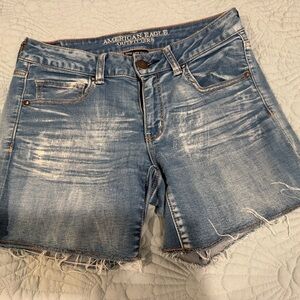 American Eagle Outfitters Distressed Light Blue Jean Shorts